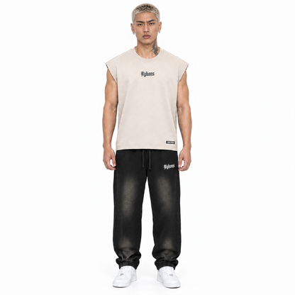 0-YII-AYKONS [380] Gods Play in Light Beige | Model straight front | Full body | Shot 4