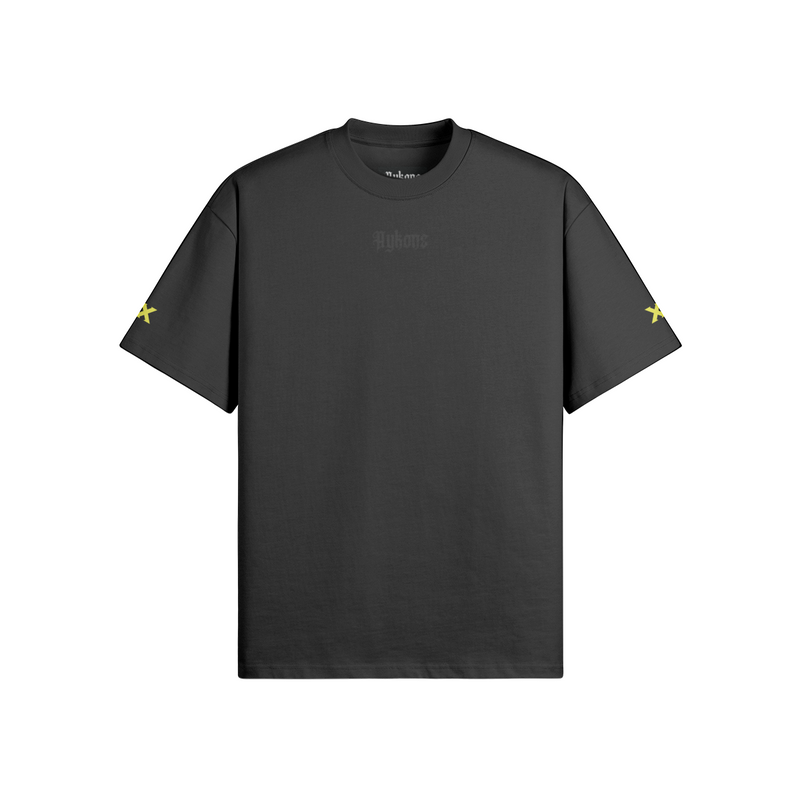 [425] *Neon Statement - Super Heavyweight Oversized T Shirt (Black/Yel