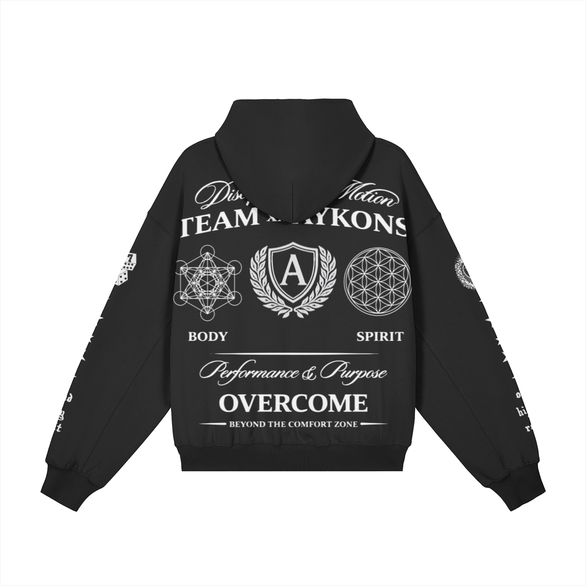 AYKONS [380] TEAM AYKONS Fleece embroidered snap-collar hoodie in black - Back Side