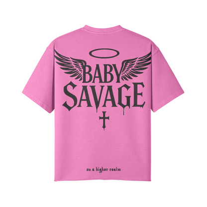 AYKONS [260] Baby Savage Tee raw-edge oversized tee - colorway 1 Back Side