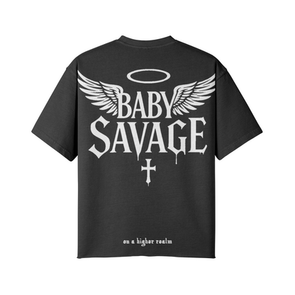 AYKONS [260] Baby Savage Tee raw-edge oversized tee - colorway 4 Back Side