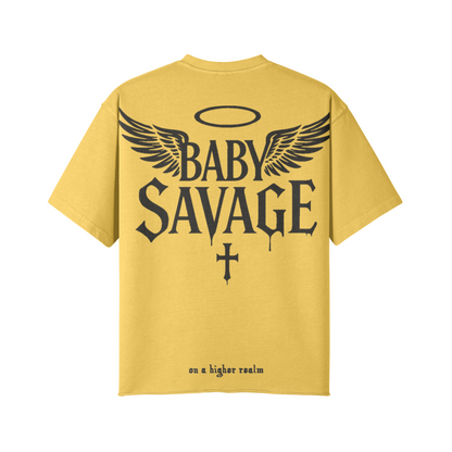 AYKONS [260] Baby Savage Tee raw-edge oversized tee - colorway 2 Back Side