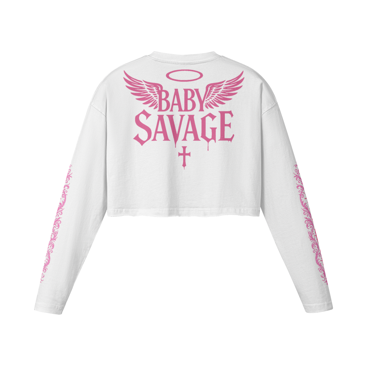 AYKONS [260] Baby Savage Crop women's long sleeve in white - Back Side