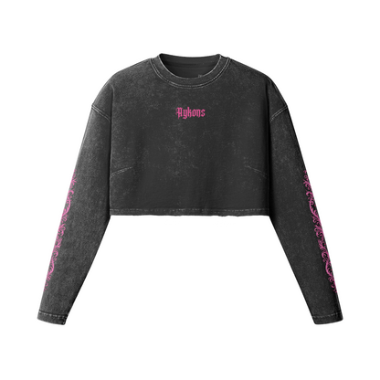 AYKONS [260] Baby Savage Crop women's long sleeve in faded black - Front Side