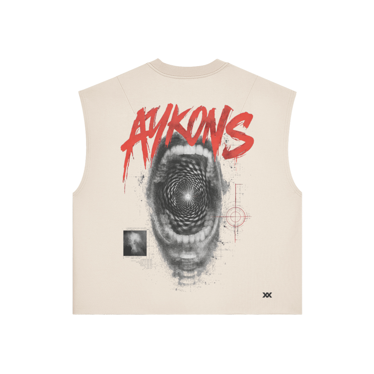 AYKONS [380] Reality Construct boxy tank in light beige - Back Side