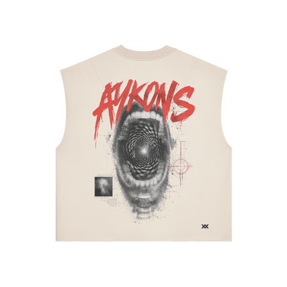 AYKONS [380] Reality Construct boxy tank in light beige - Back Side
