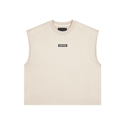 AYKONS [380] Reality Construct boxy tank in light beige - Front Side