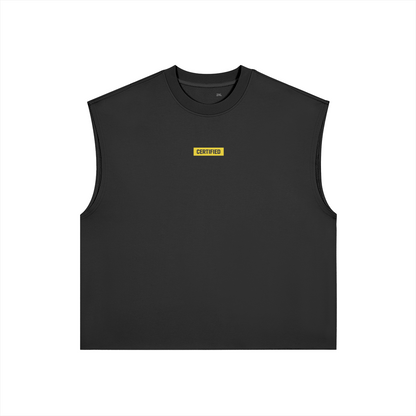 AYKONS [380] Reality Construct boxy tank in black - Front Side