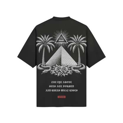 AYKONS [260] EYE ABOVE oversized tee in black - detail view