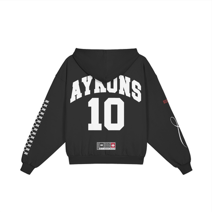 AYKONS [400] DIVISION 10 full-zip hoodie in black and white - Back Side