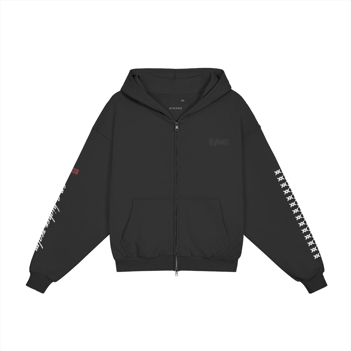 AYKONS [400] DIVISION 10 full-zip hoodie in black and white - Front Side