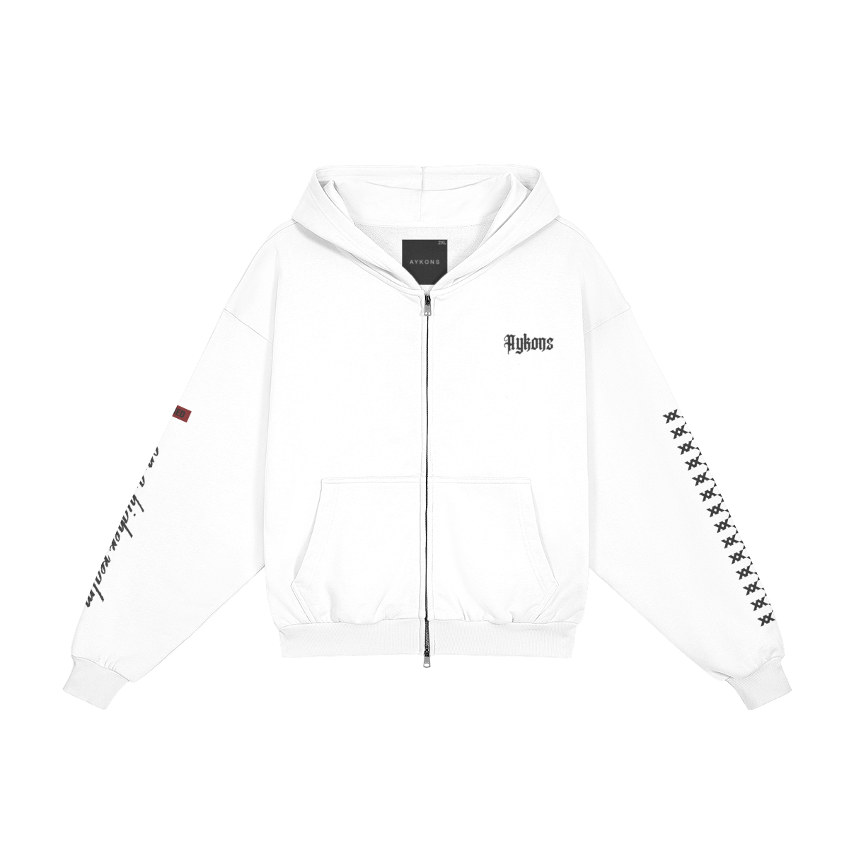 AYKONS [400] DIVISION 10 full-zip hoodie in white and red - Front Side