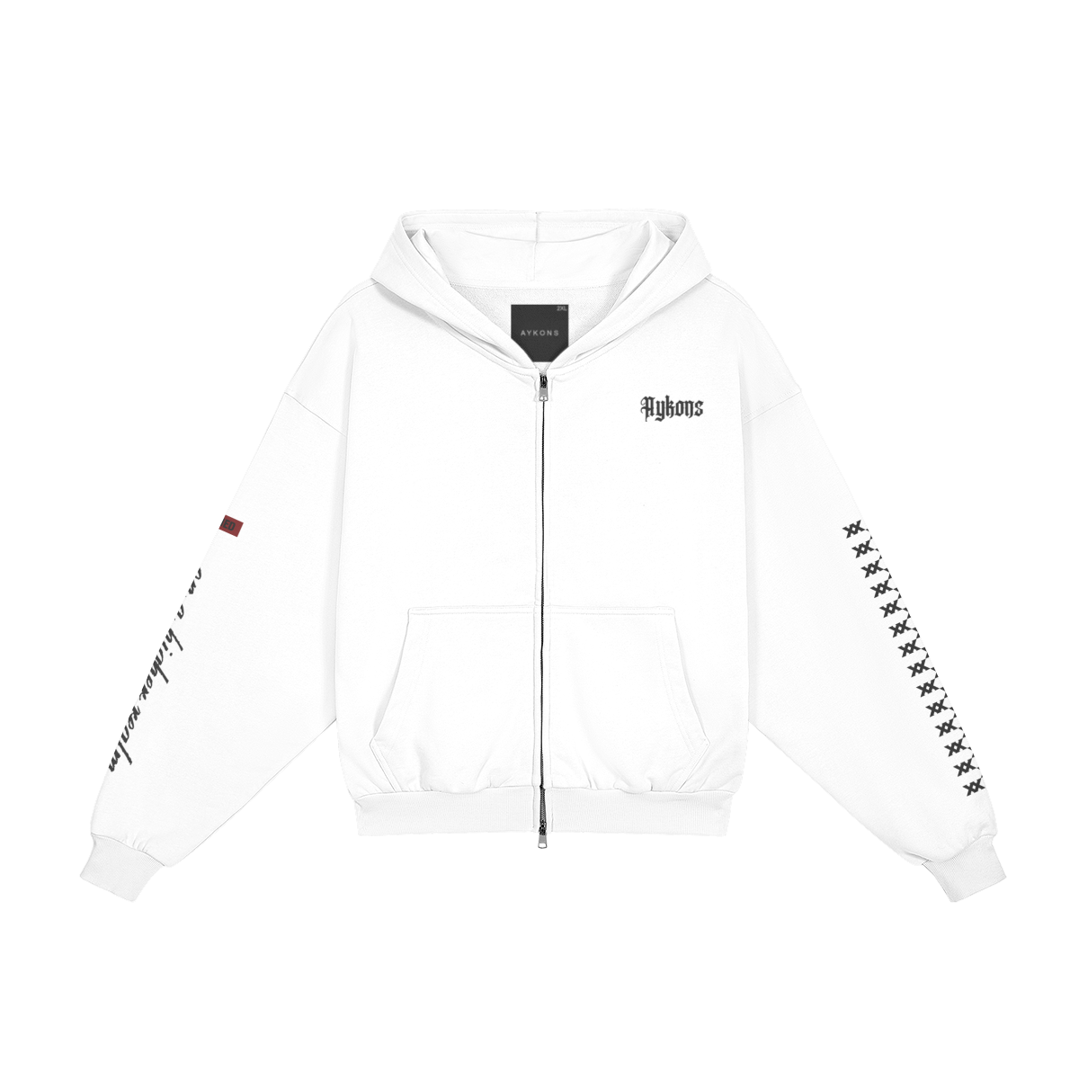 AYKONS [400] DIVISION 10 full-zip hoodie in white and black - Front Side