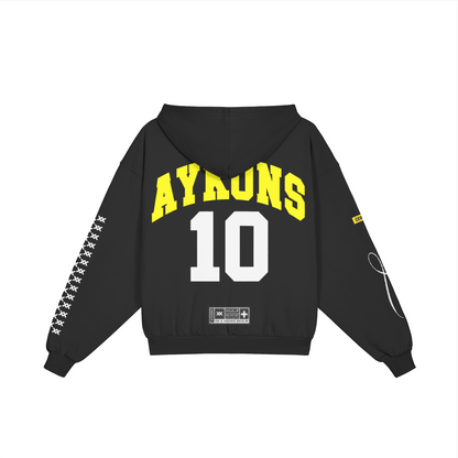 AYKONS [400] DIVISION 10 full-zip hoodie in black and yellow - Back Side