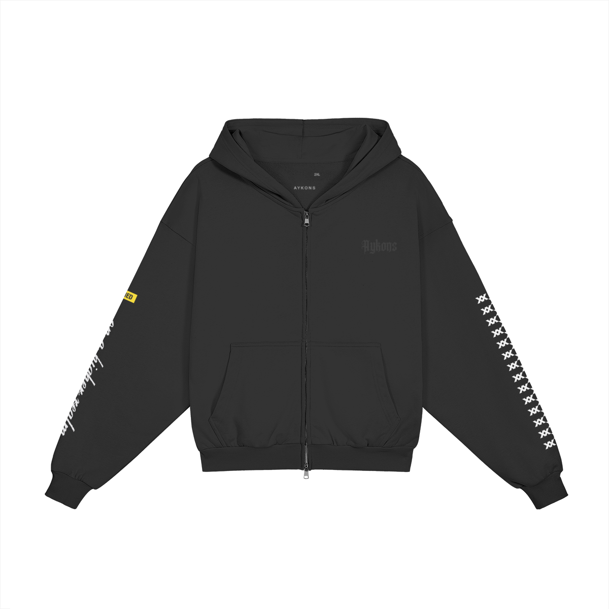 AYKONS [400] DIVISION 10 full-zip hoodie in black and yellow - Front Side