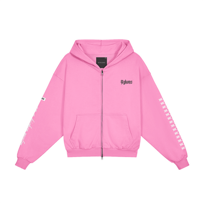 AYKONS [400] DIVISION 10 full-zip hoodie in pink - Front Side