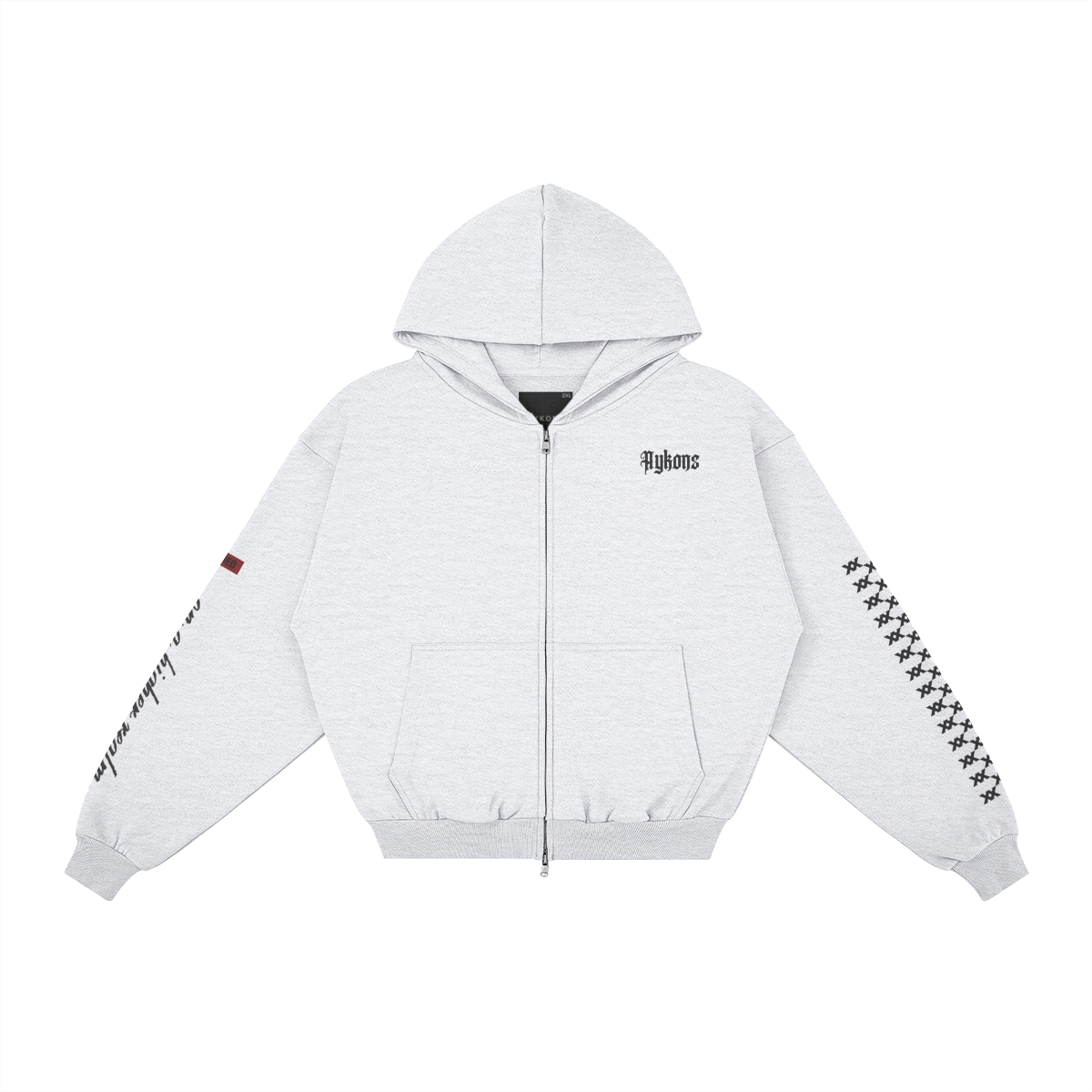 AYKONS [400] DIVISION 10 full-zip hoodie in heather gray - detail view