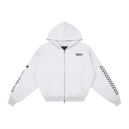 AYKONS [400] DIVISION 10 full-zip hoodie in heather gray - detail view