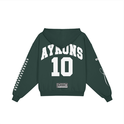 AYKONS [400] DIVISION 10 full-zip hoodie in green velvet - Back Side