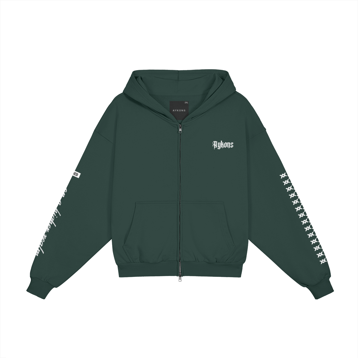AYKONS [400] DIVISION 10 full-zip hoodie in green velvet - Front Side