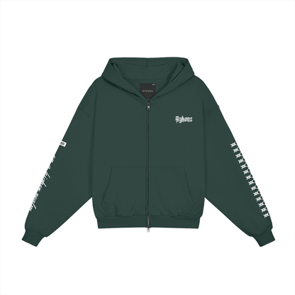 AYKONS [400] DIVISION 10 full-zip hoodie in green velvet - Front Side