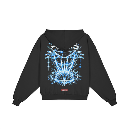 0-YIX-AYKONS [400] GODS PLAY ZIP in Black | Product-only mockup | Straight back