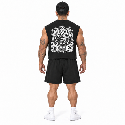 Muscle Mommies cutoff corrected fit with shorts back model view