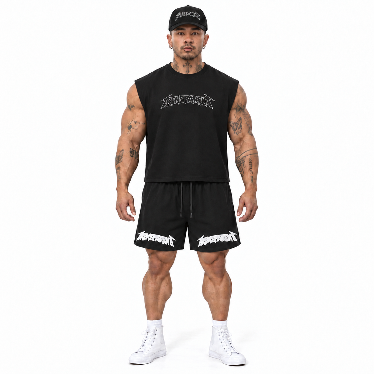 Muscle Mommies cutoff corrected fit with shorts front model view