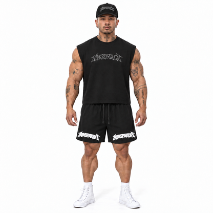 Muscle Mommies cutoff corrected fit with shorts front model view