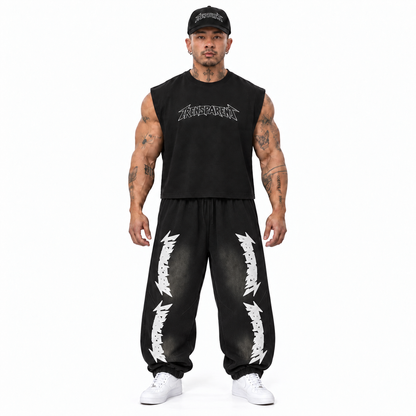 Muscle Mommies cutoff corrected fit with sweats front model view